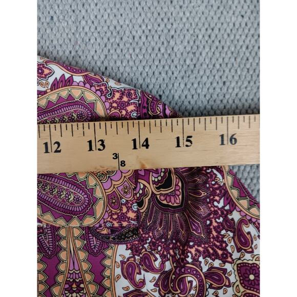 212 Collection Button Up Blouse Womens Extra Small Purple Paisley Stretch Casual - Picture 14 of 15